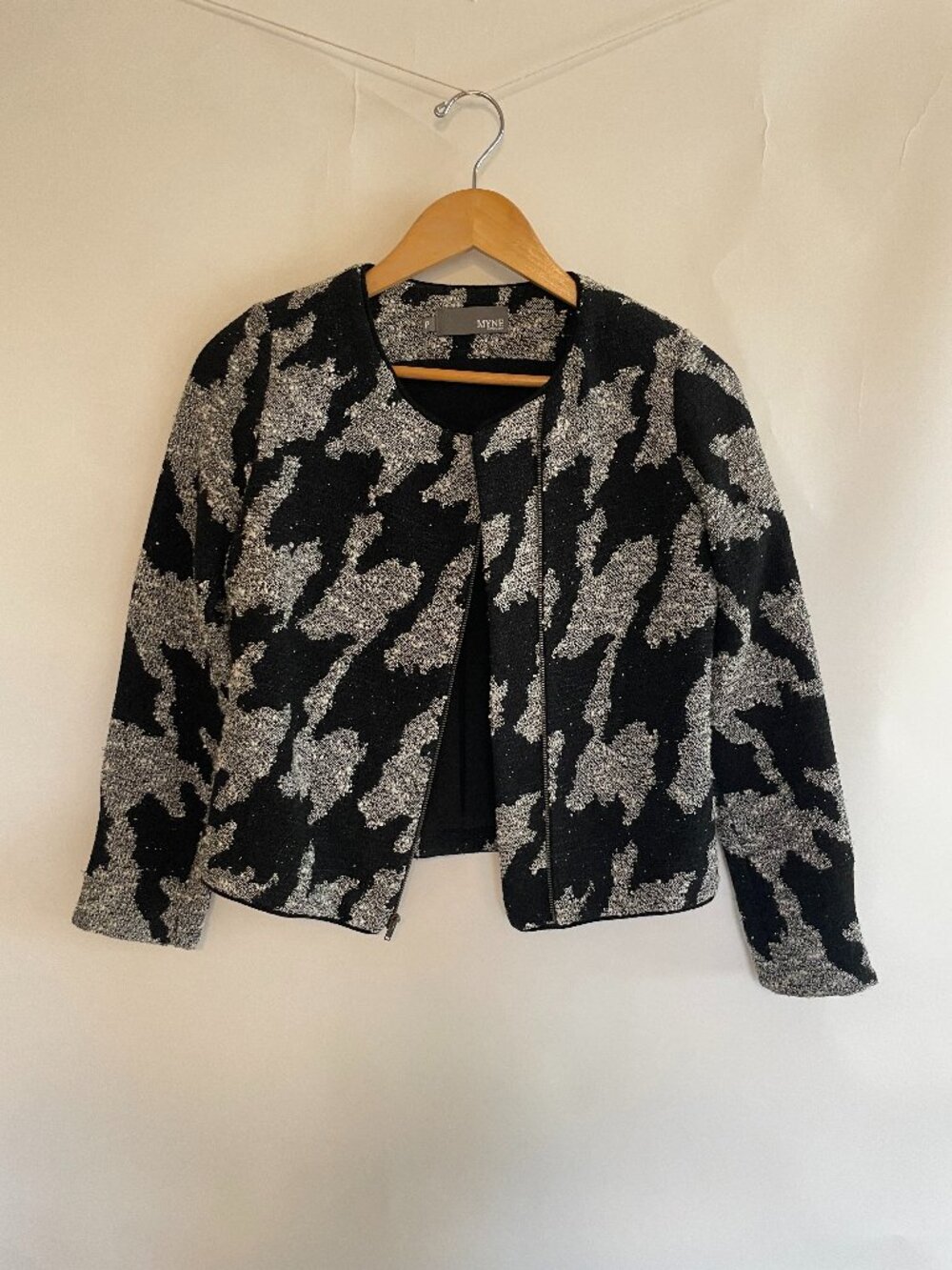 Anthropologie MYNE large houndstooth print coat